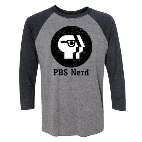 Gray & Heathered Navy PBS Nerd Logo 3/4 Sleeve T-Shirt
